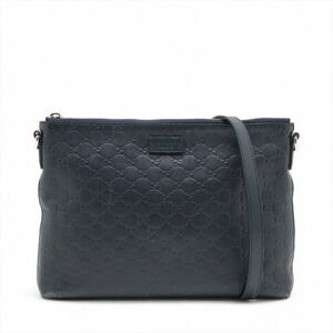 Gucci Guccissima Leather Shoulder Bag Navy Blue